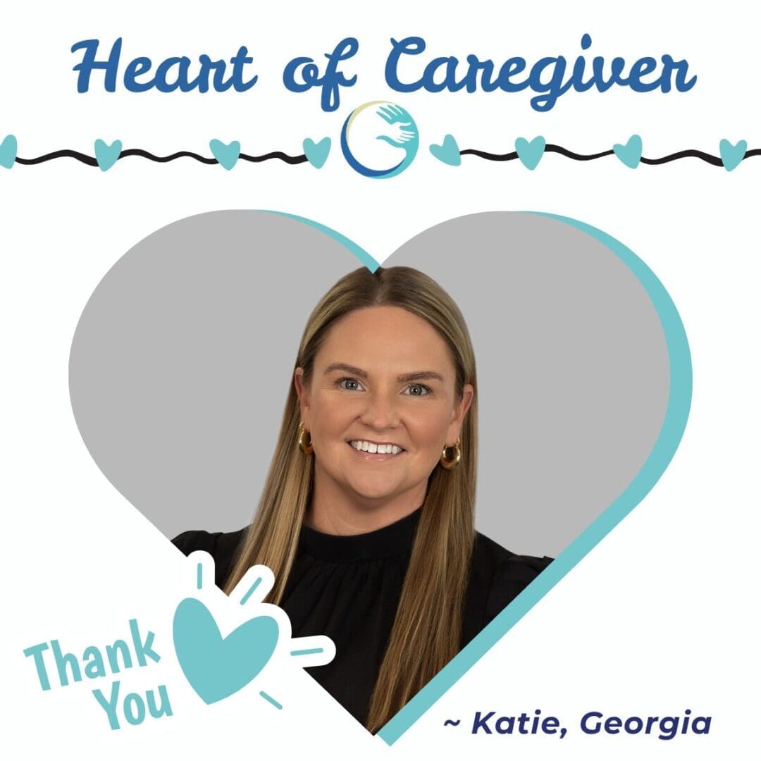 Heart of Caregiver appreciation graphic with person.