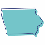 Outline of Iowa state in blue.
