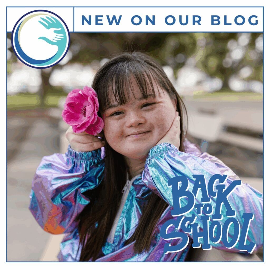 Girl smiling with flower, "Back to School.